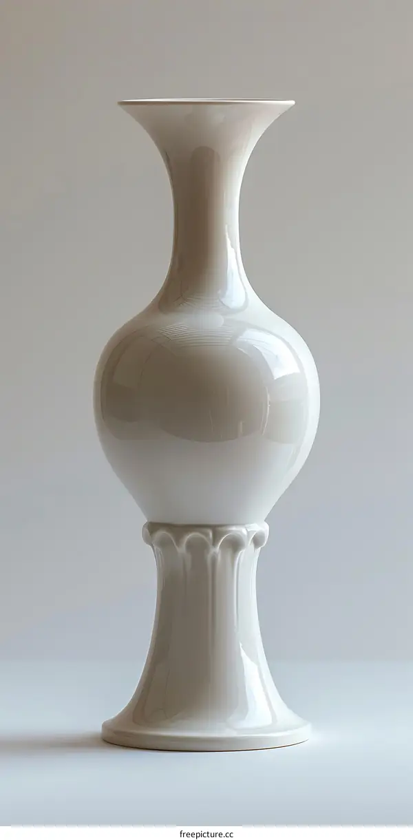 White Porcelain Vase on White Background