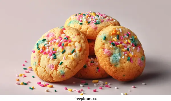 Delicious Colorful Sprinkled Cookies Stack