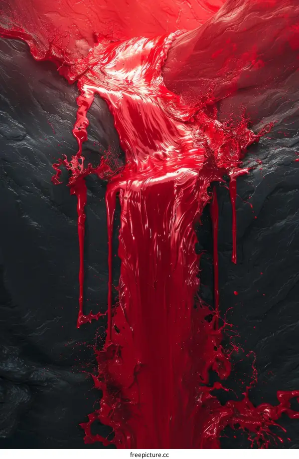 Red paint waterfall