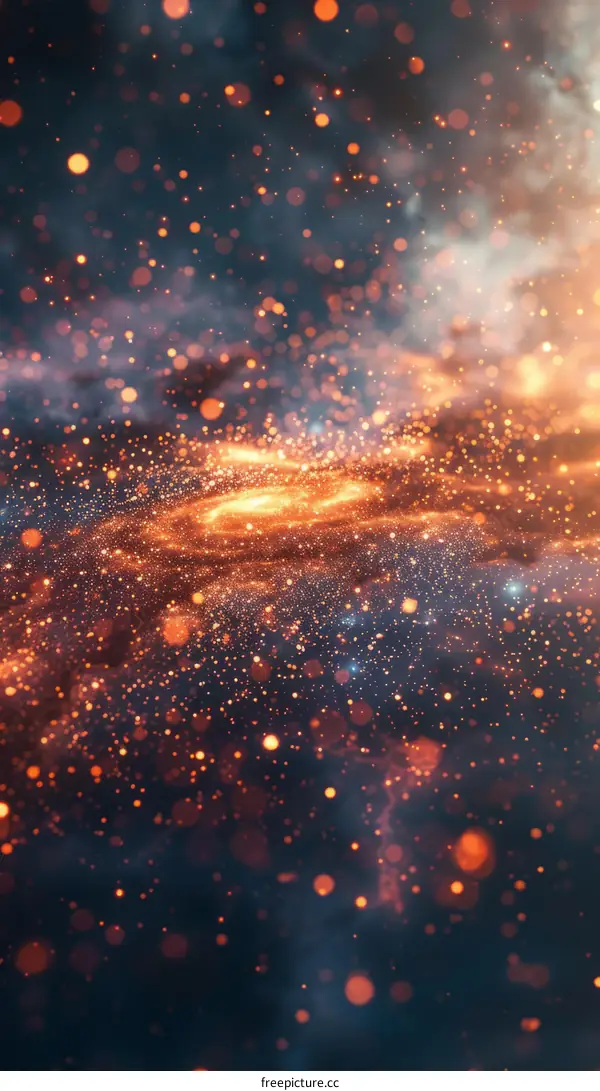 Glowing Space Particles with Orange Highlights