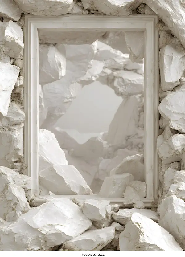 Abstract Broken Wall With Window Frame