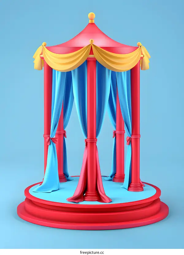 Red And Blue Canopy With Yellow Trim