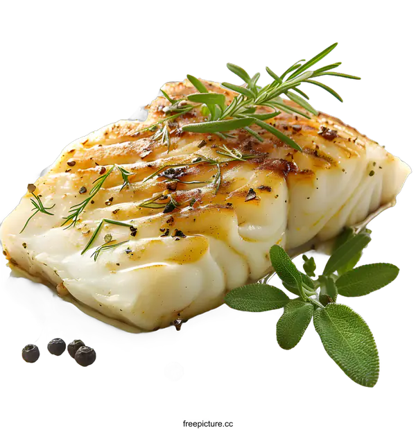 [Transparent Background PNG]grilled fish with herbs