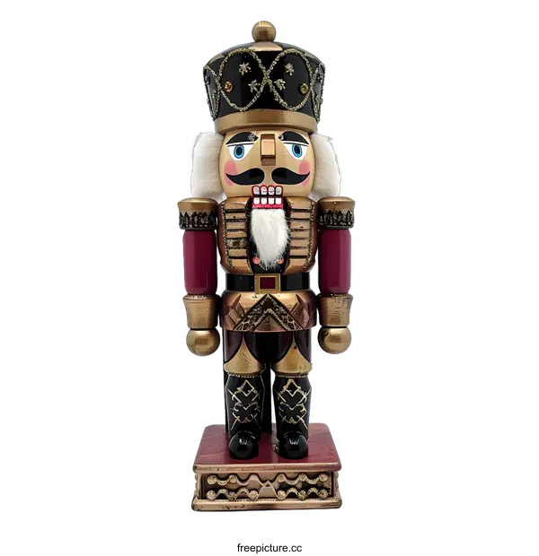 [Transparent Background PNG]Gold and Black Nutcracker Christmas Decoration