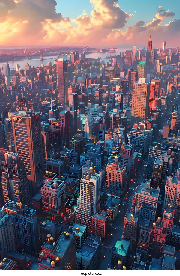 A beautiful sunset over a city