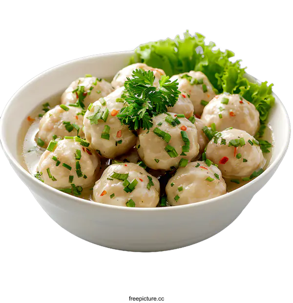 [Transparent Background PNG]Steamed Pork Meatballs in White Bowl