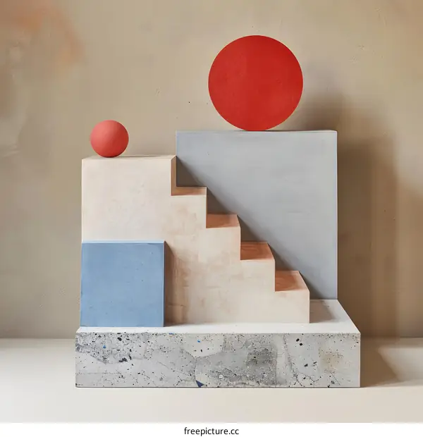 Abstract Geometric Concrete Sculpture