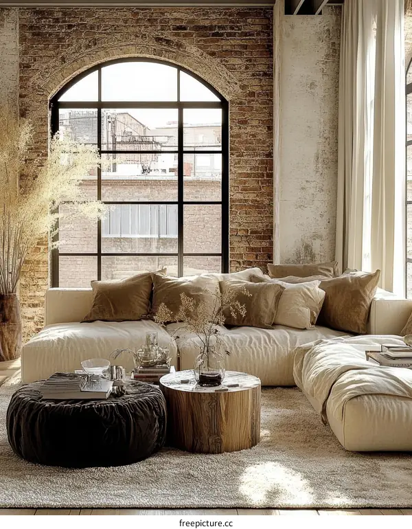 Modern Industrial Loft Living Room Design