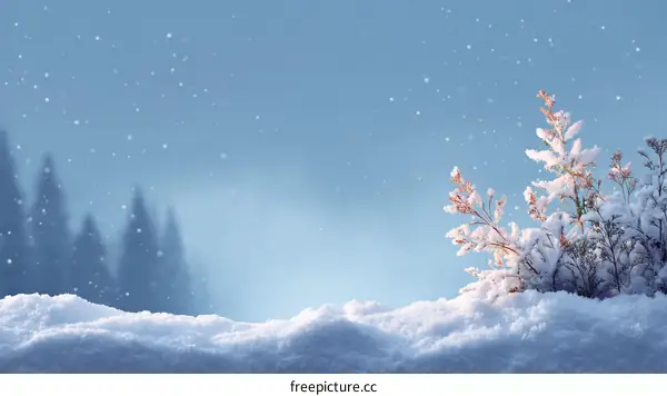Winter Wonderland Snowy Landscape with Plants