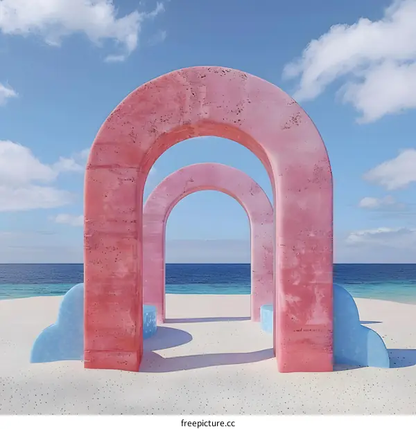 Abstract Pink Arches On Beach