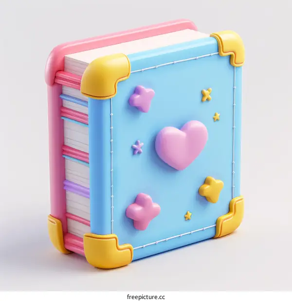 Cute Cartoon Book with Pink Heart
