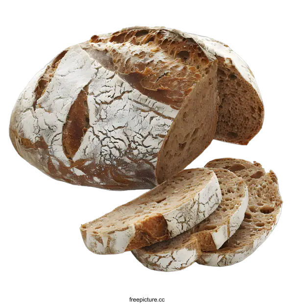 [Transparent Background PNG]Freshly Baked Rustic Sourdough Bread Slices