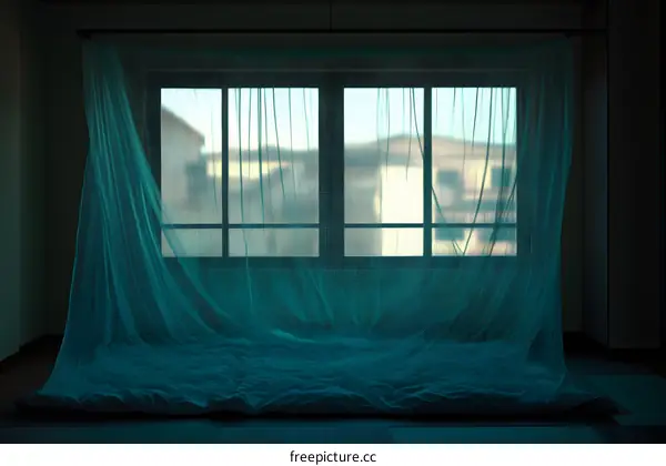 Window with a Net Curtain in a Room