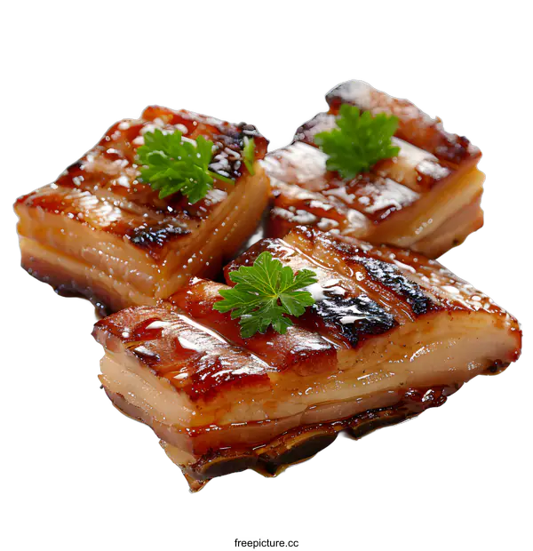 [Transparent Background PNG]three pieces of barbecued pork