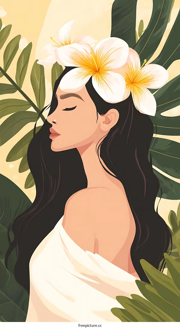 Woman with Flowers in Her Hair