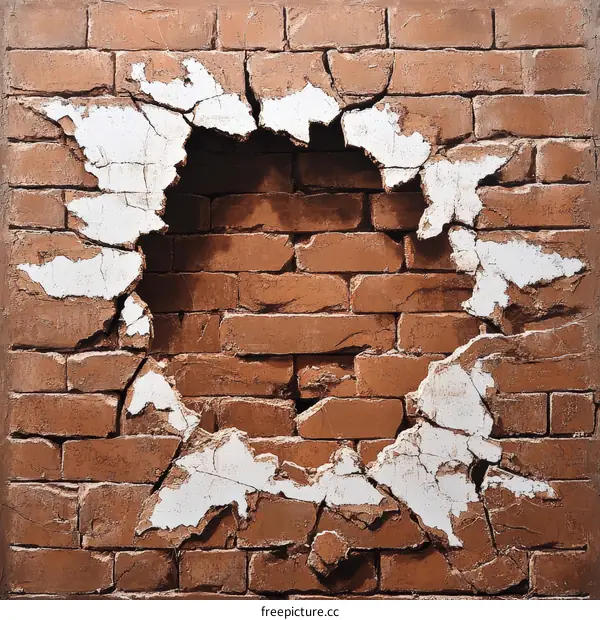 Damaged Brick Wall Art Illustration