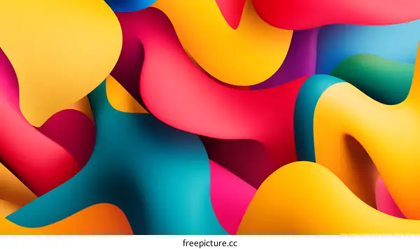 Abstract Colorful Wavy Shapes Background