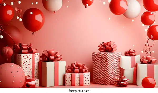 Gift Boxes and Balloons Festive Background