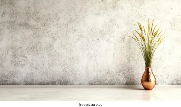 Empty Room Interior Design with Copper Vase and Dried Flowers