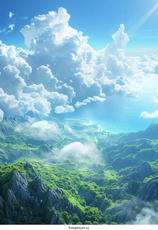 fantasy landscape with floating islands