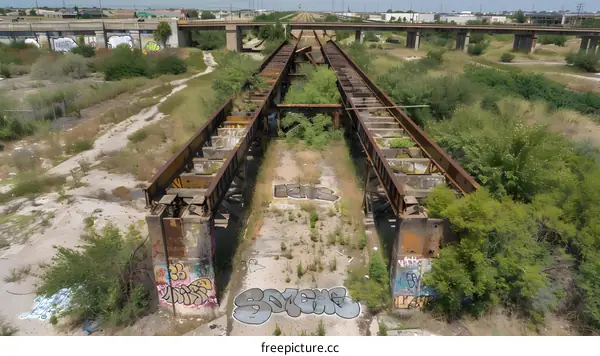 Abandoned Railroad Tracks in the Middle of a Field