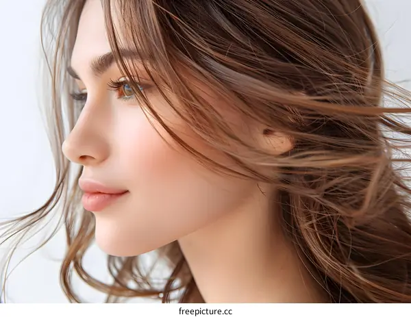 portrait of a beautiful young woman with long brown hair