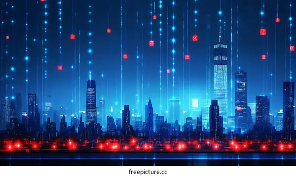 Digital Cityscape at Night