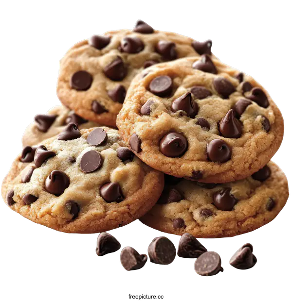 [Transparent Background PNG]Delicious Chocolate Chip Cookies Close-up