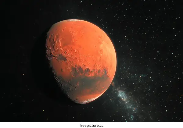 Mars Planet in Space with Stars