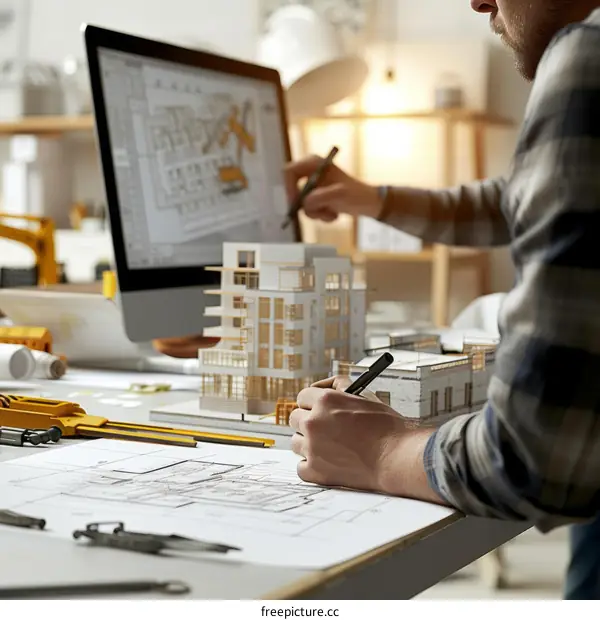 An architect is working on a building project