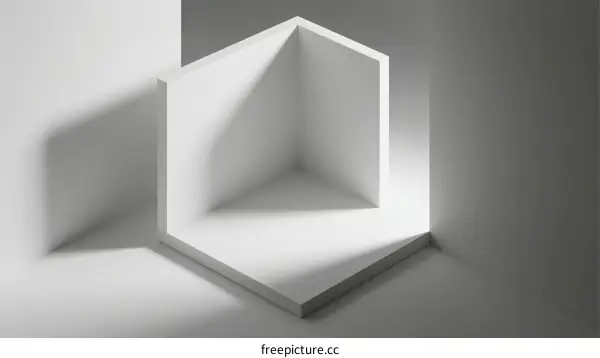White Geometric Hexagonal Shape in Minimalist Setting