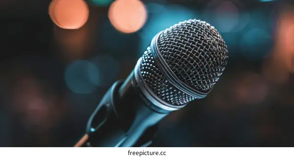 Microphone on Stage with Blurred Background