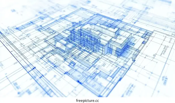 Architectural Design Blueprint of a Modern Building
