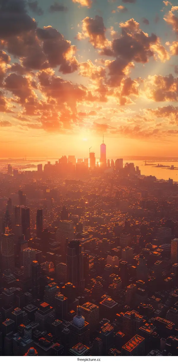 New York Cityscape Sunset
