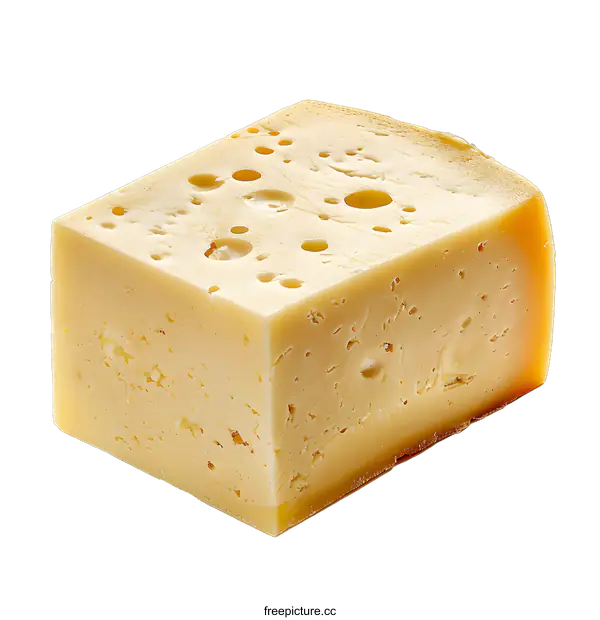 [Transparent Background PNG]Block of Swiss cheese on white background