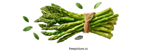 [Transparent Background PNG]Fresh Asparagus Bundle on White Background