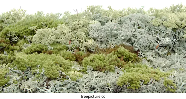 Closeup of Reindeer Moss with White Background