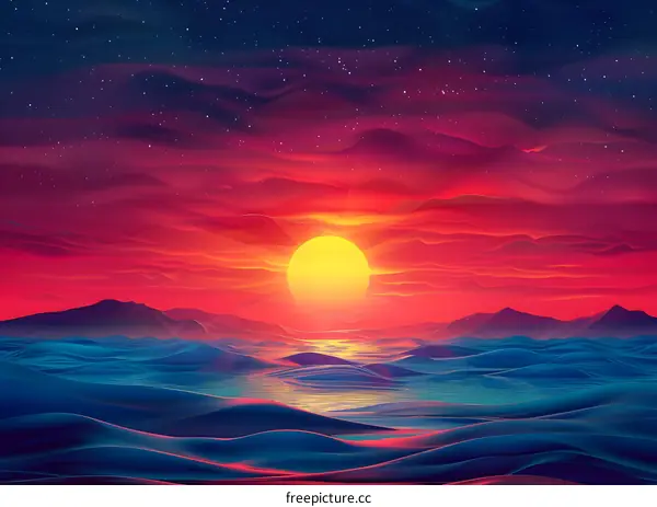 Sunset Over the Ocean
