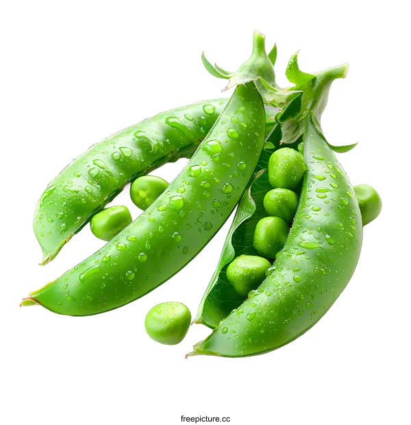 [Transparent Background PNG]Fresh green peas with water drops