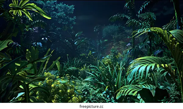 Tropical Rainforest Night Background