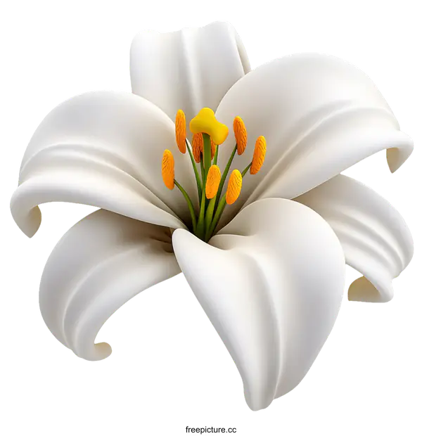 [Transparent Background PNG]Beautiful White Lily Flower Illustration