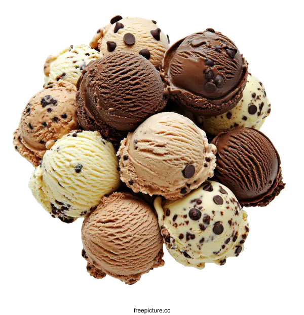 [Transparent Background PNG]Assorted Ice Cream Scoops Variety