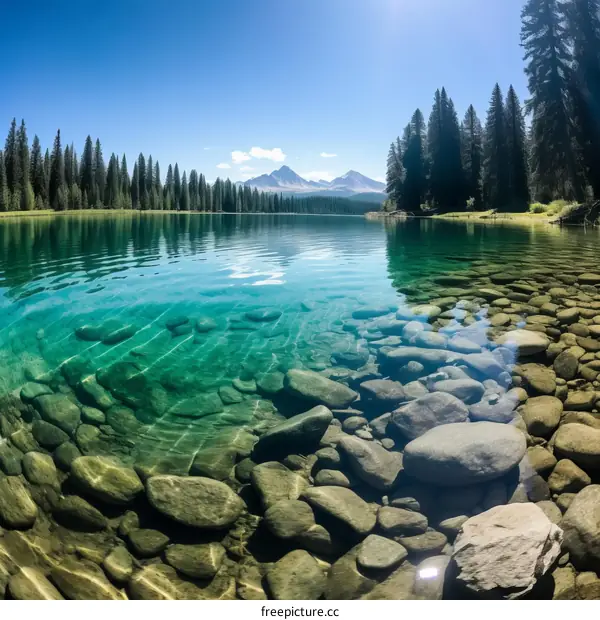 Rocky Mountains and crystal clear water