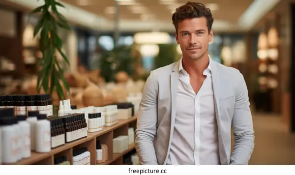 Handsome man standing in a store