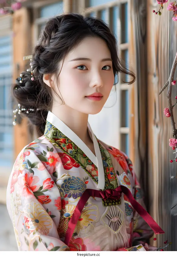 Portrait of a young woman in a hanbok