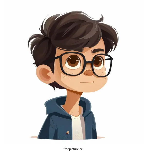 A boy with glasses