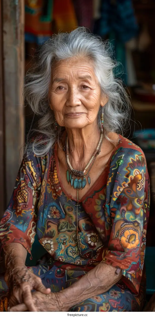 portrait of an old asian woman