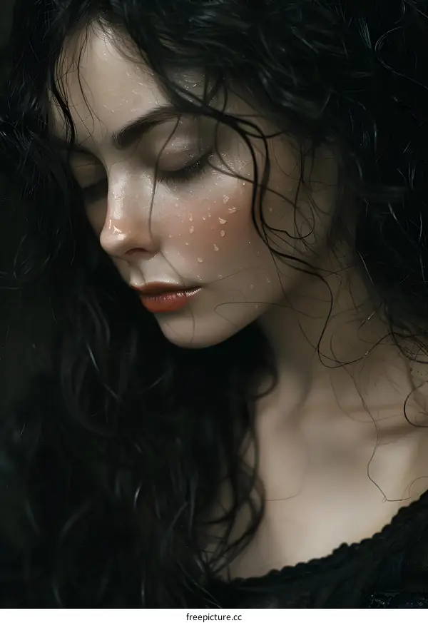 portrait of a young woman with wet hair