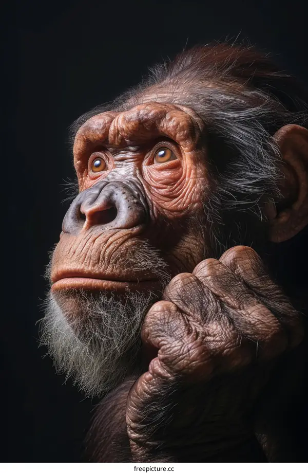 Portrait of a thoughtful chimpanzee