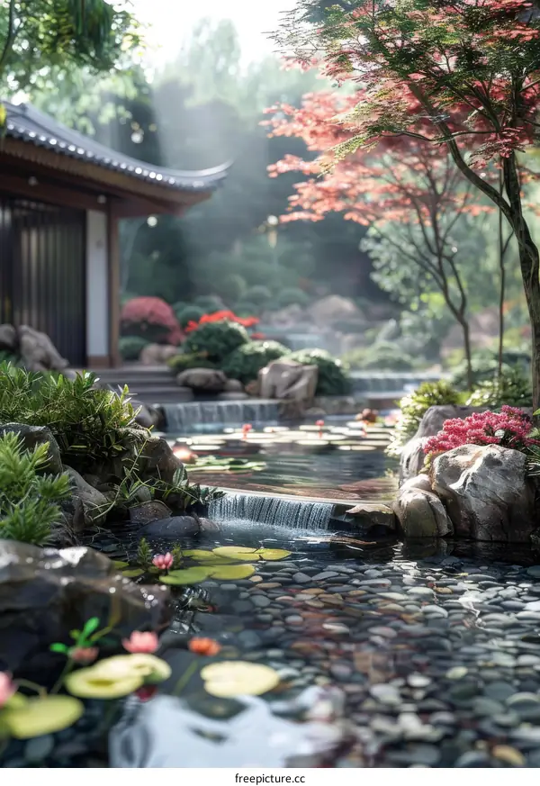 A Stunning Japanese Garden with Tranquil Reflections